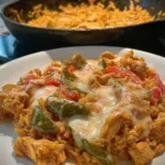 Queso Chicken Fajita Skillet on a Serving Platter