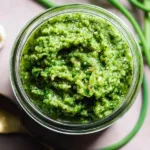 Quick & Fresh Garlic Scape Pesto in a Bowl