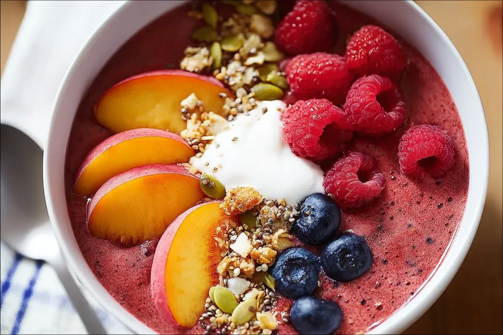 Delicious Raspberry and Nectarine Smoothie Bowl