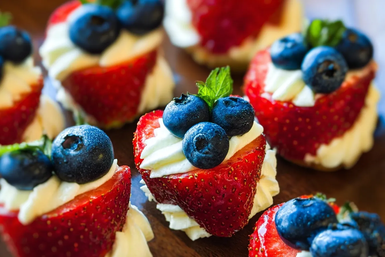 Red, White, and Blue Cheesecake Strawberries 