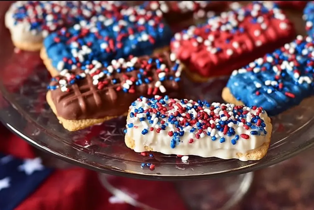 Yummy Red White & Blue Chocolate-Dipped Sugar Wafers