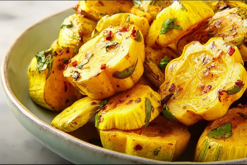 Roasted Patty Pan Squash on a Plate