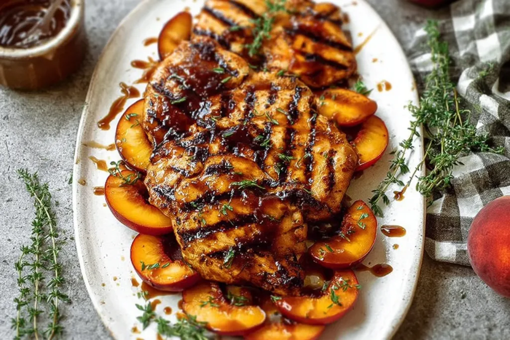 Saucy Grilled Peach Chicken Plate