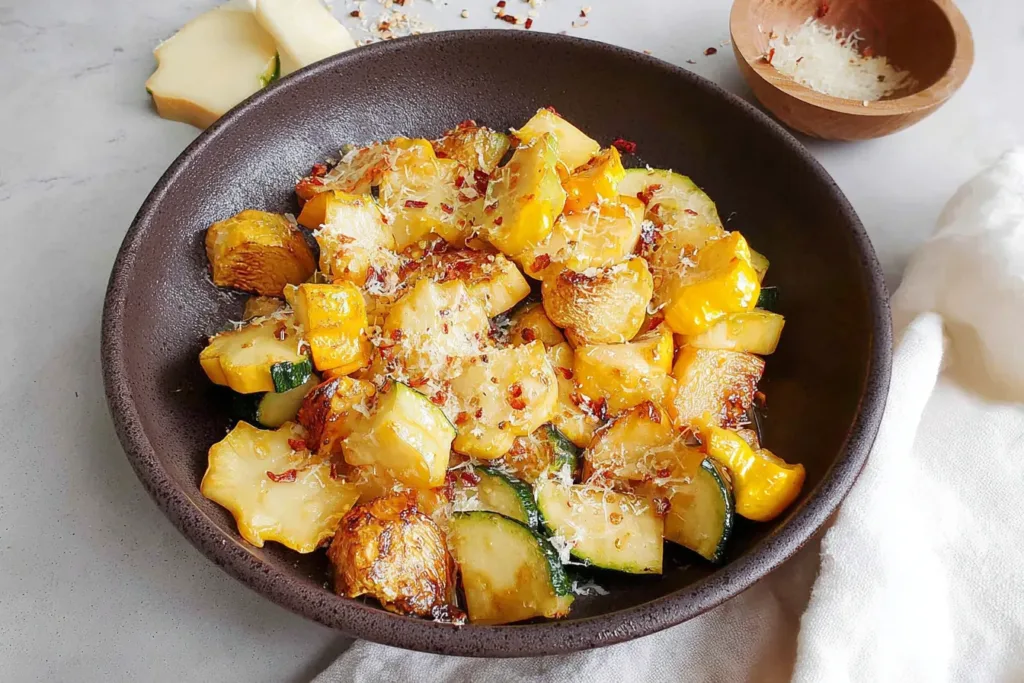 Sautéed Patty Pan Squash on a Plate