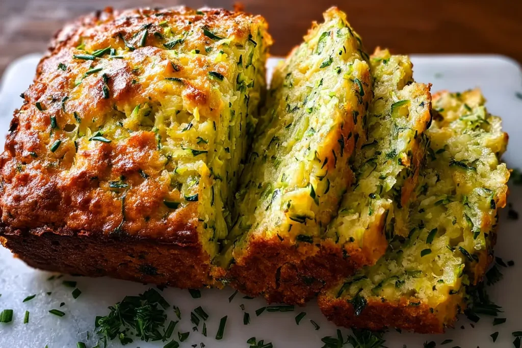 Delicious Savory and Cheesey Zucchini Bread Slice