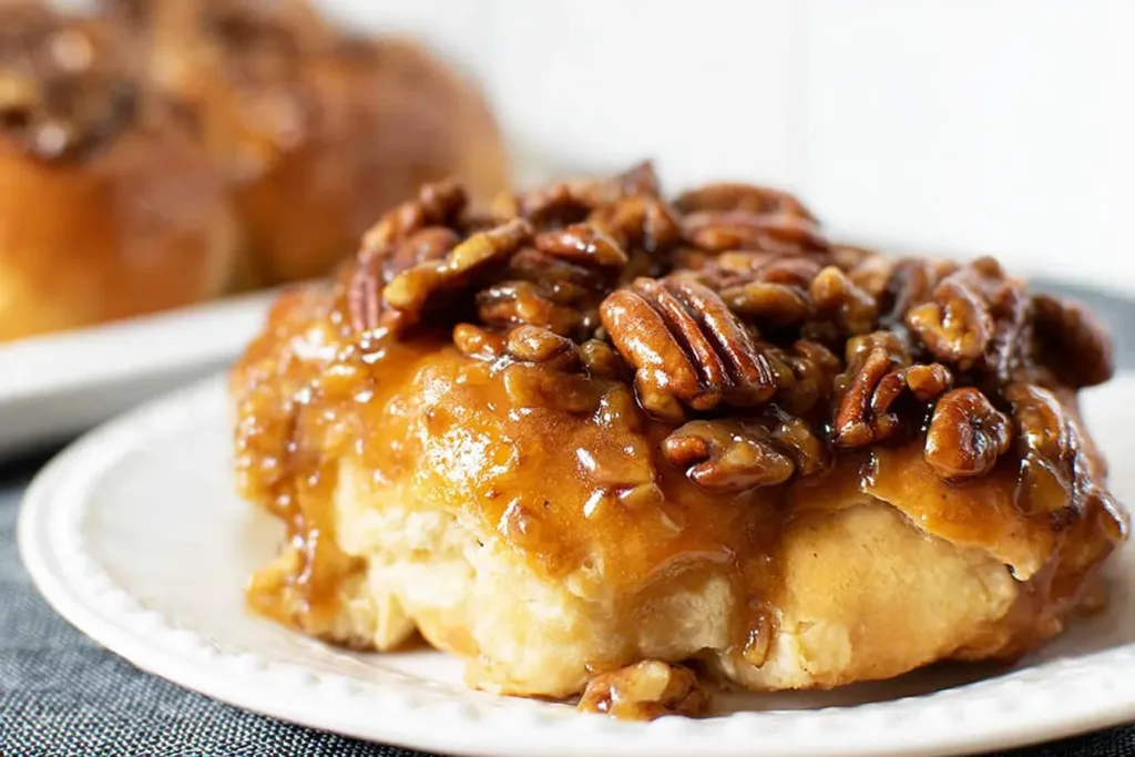 Sourdough Focaccia Sticky Buns Freshly Baked on a Plate