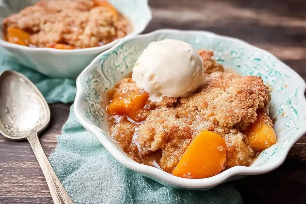 Southern Peach Cobbler Fresh Out of the Oven