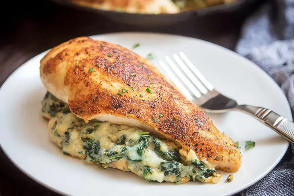 Delicious Spinach Stuffed Chicken Ready to Serve