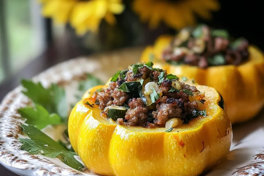Stuffed Patty Pan Squash Ready to Serve