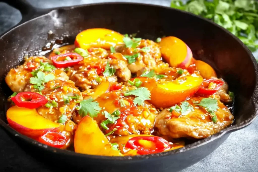 Thai Peach Chicken Skillet in Delicious Sauce