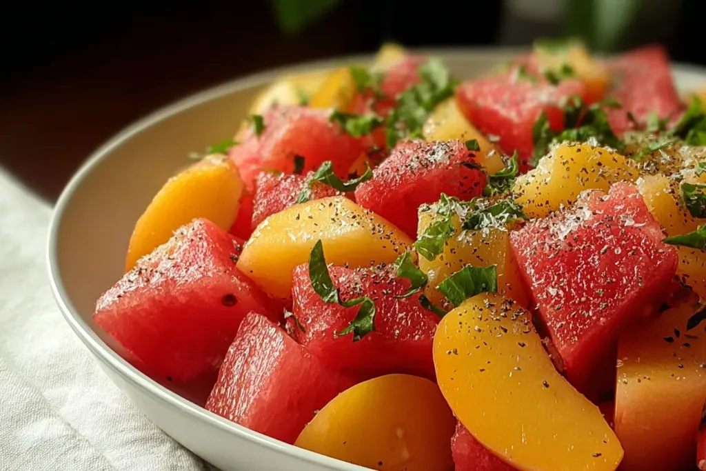 Delicious Peach Watermelon Salad That Tastes Like Summer