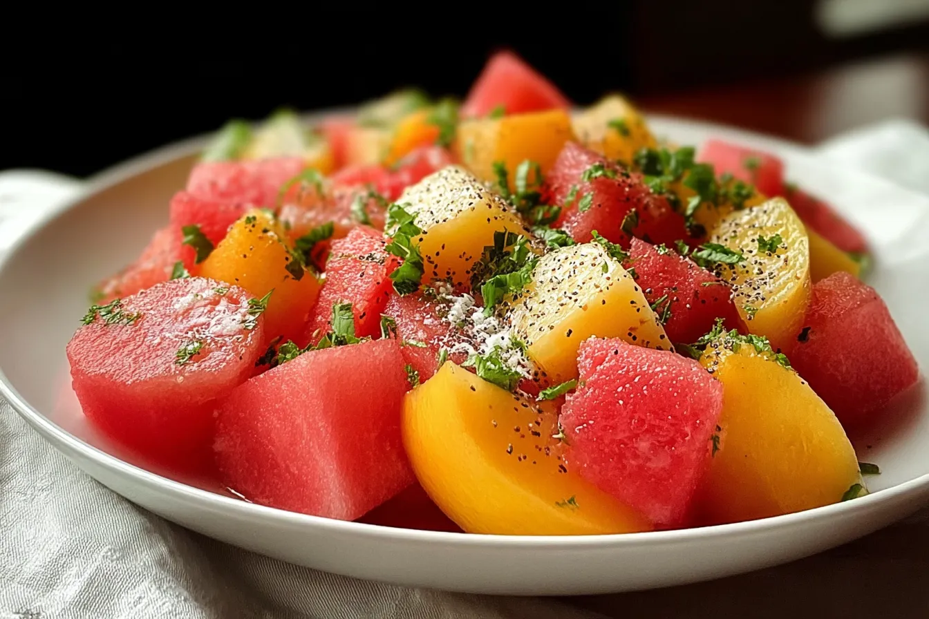 The Peach Watermelon Salad That Tastes Like Summer Bliss 4 The Peach Watermelon Salad That Tastes Like Summer