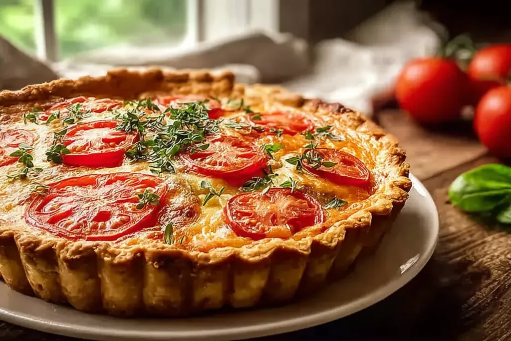 Classic Tomato Pie with Cheese and Fresh Herbs