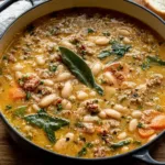 Tuscan White Bean Soup in a Rustic Bowl