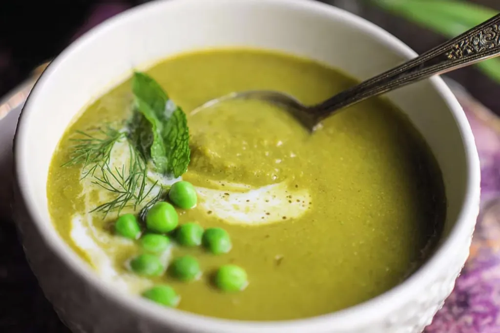 Velvety Green Vegetable Soup in a Bow