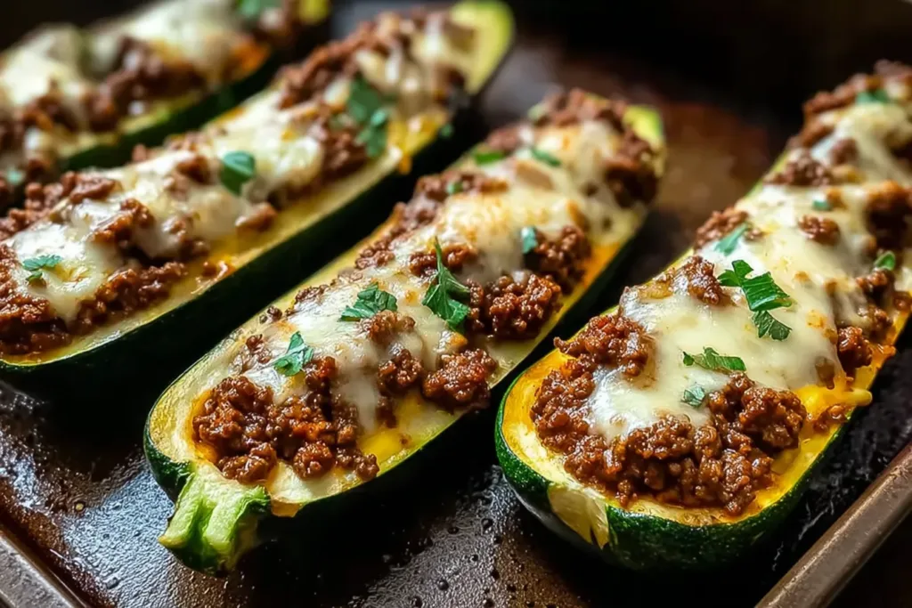 30-Min Ground Beef Zucchini Boats Ready to Serve