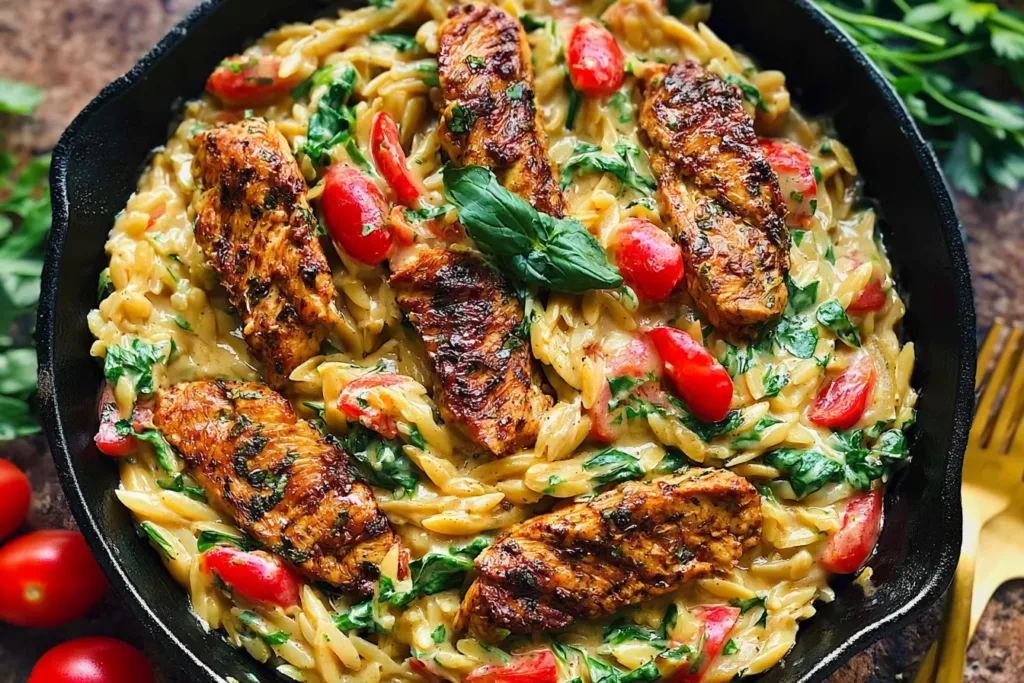 30-Minute, One-Pan Creamy Chicken Orzo Ready to Serve