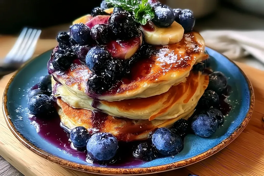 Fluffy Blueberry Banana Protein Pancakes Recipe