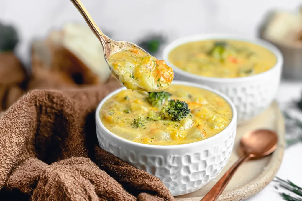 Delicious Broccoli Potato Cheese Soup in a Bowl