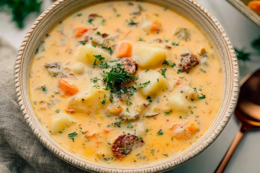 Sausage Potato Soup in a Bowl