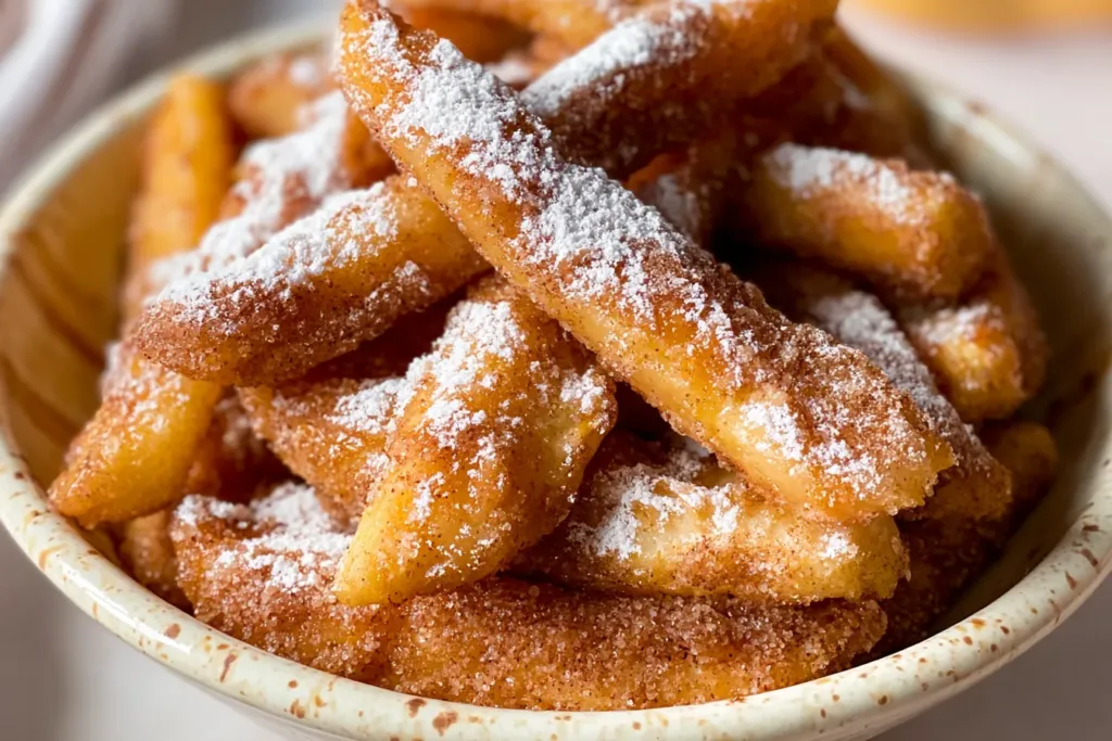 Crispy Air Fryer Apple Fries in a Bowl