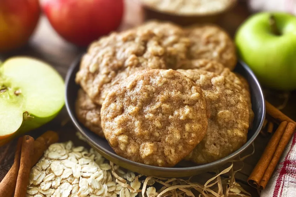 Apple Cinnamon Oatmeal Cookies Freshly Baked