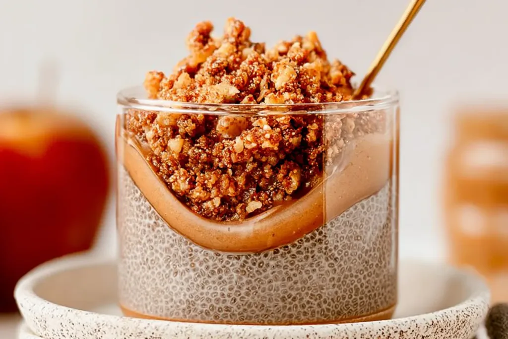 Apple Crumble Chia Pudding In a Jar