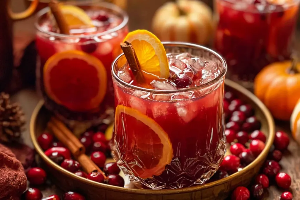 Autumn Punch in a Glass with Seasonal Garnishes