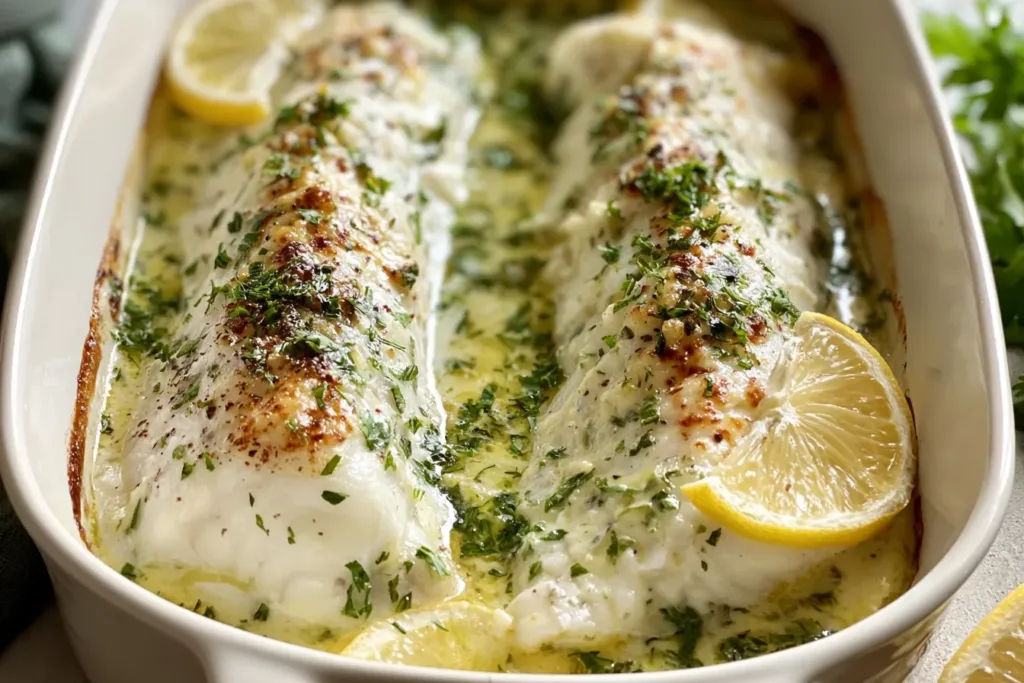Baked Fish with Lemon Cream Sauce: Savory Delight