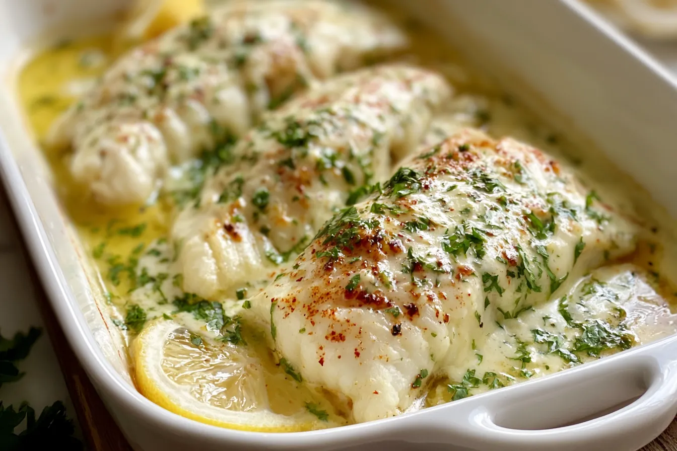 Baked Fish with Lemon Cream Sauce: A Delicious Delight 