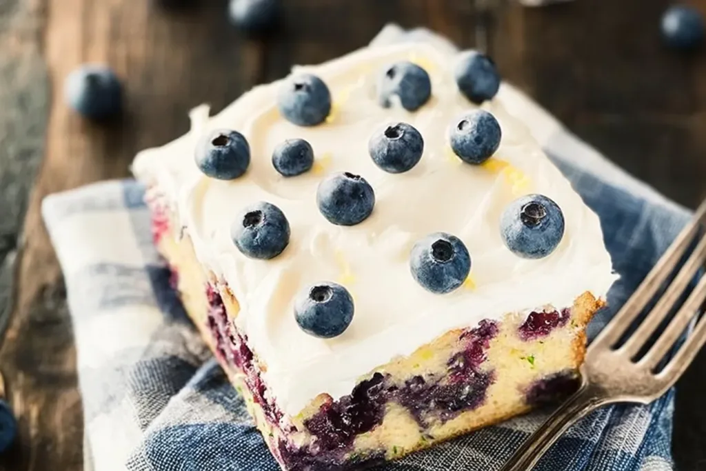 Blueberry Zucchini Cake with Lemon Buttercream Slices