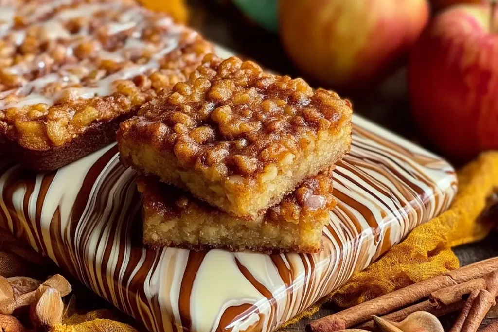 Brown Butter Apple Blondies with Cinnamon Glaze
