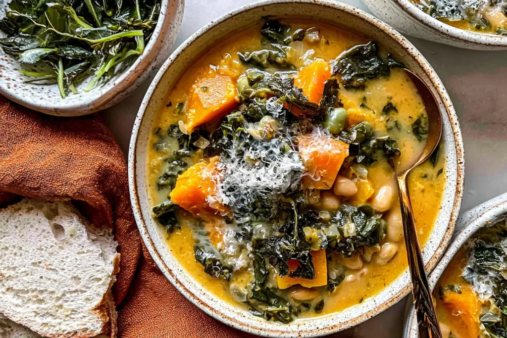 Butternut Squash, Kale and White Bean Soup in a Bowl