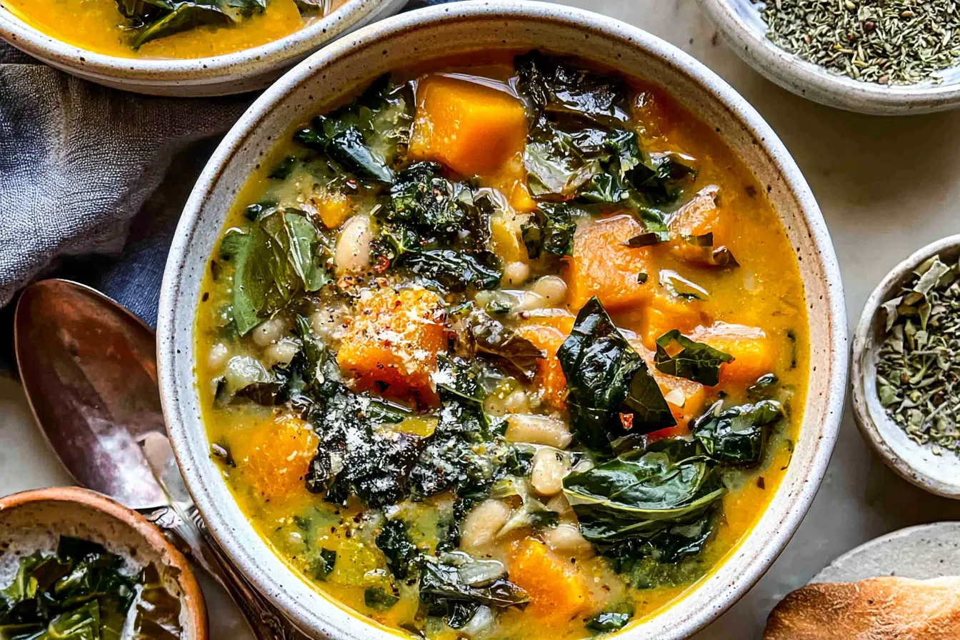 Butternut Squash, Kale and White Bean Soup 