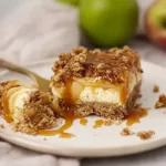 Caramel Apple Cheesecake Bars on a Plate