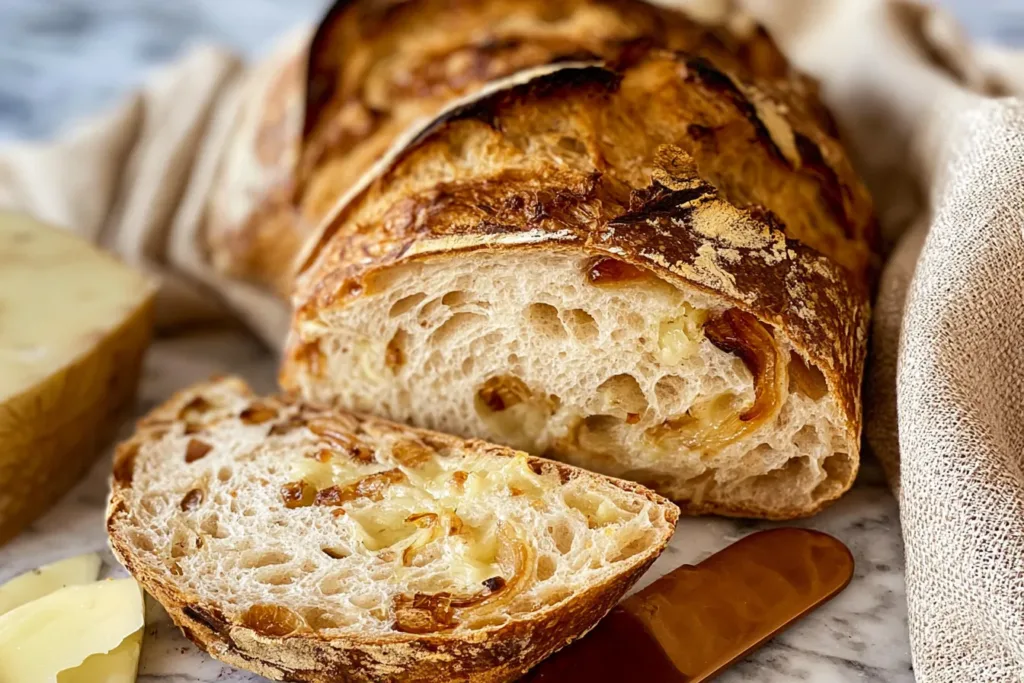 Homemade Caramelized Onion & Gouda Sourdough Loaf
