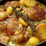 Chicken Normandy or French Apple Cider Chicken on Plate