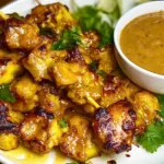 Delicious Chicken Satay with Peanut Sauce on Skewers