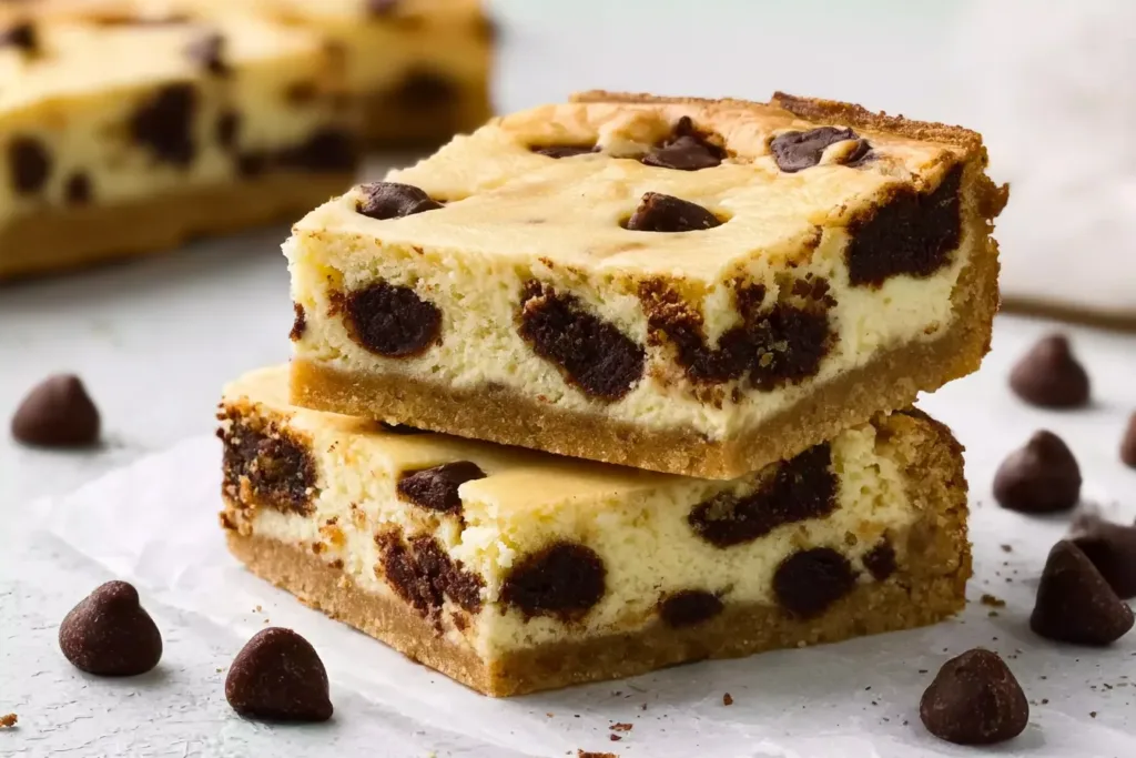 Decadent Chocolate Chip Cheesecake Bars Freshly Baked