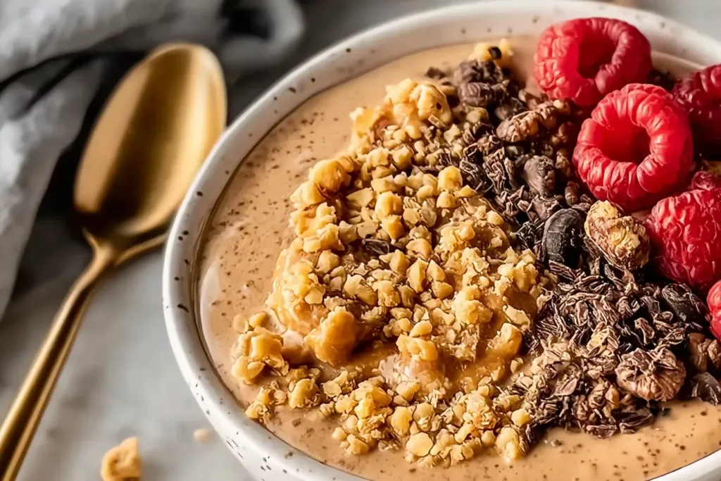 Delicious Chocolate Peanut Butter Protein Yogurt Bowl