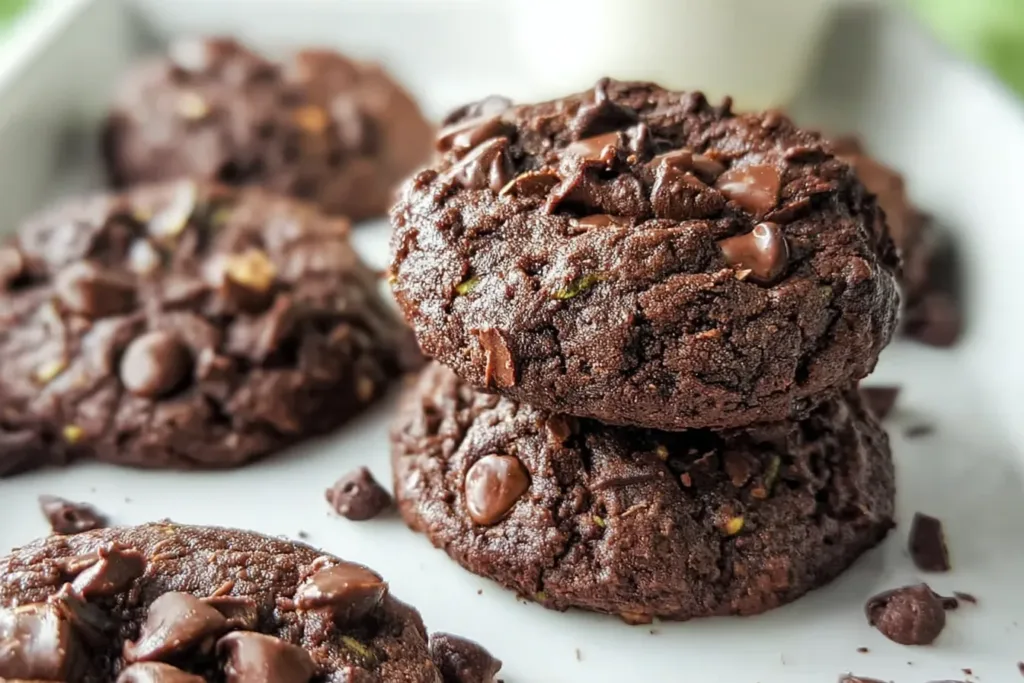 Decadent Chocolate Zucchini Cookies on a Plate