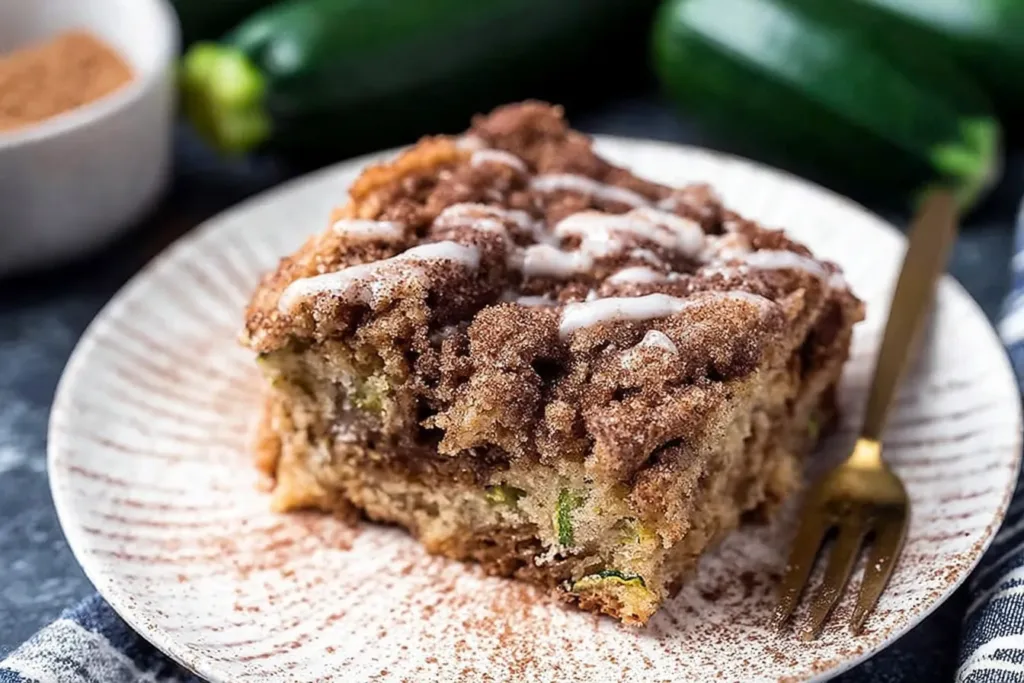 Cinnamon Zucchini Coffee Cake Slices on a Plate