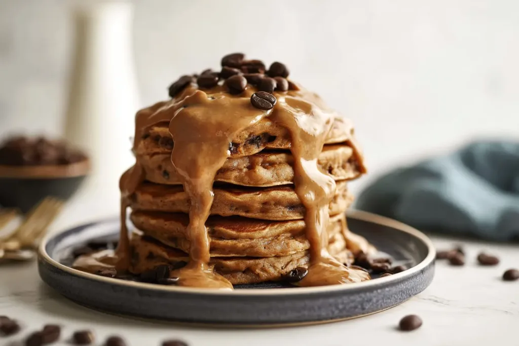 Delicious Coffee Pancakes with Maple Syrup Drizzle