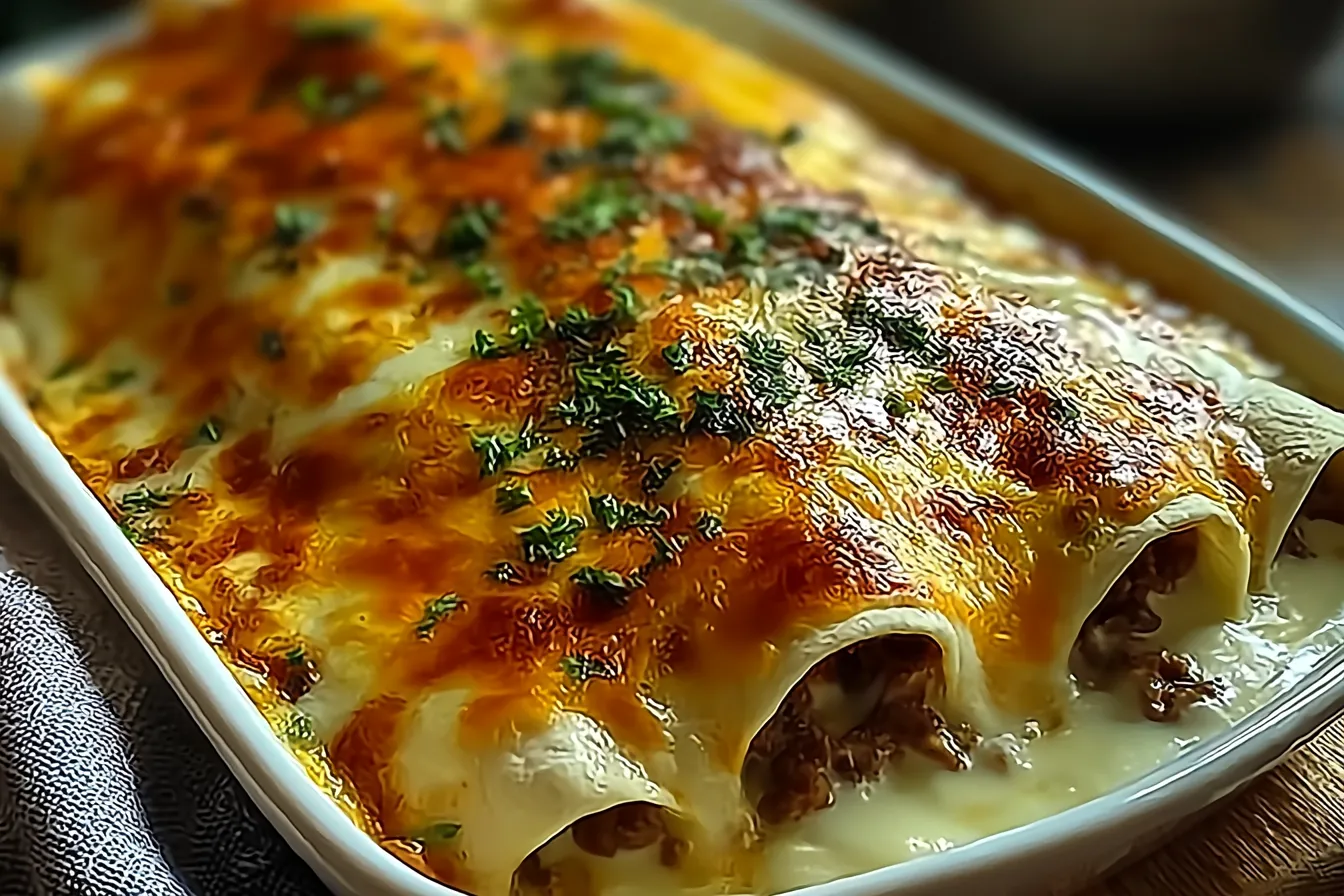 Comforting Cheesy Beef Enchiladas with Creamy White Sauce 4 Comforting Cheesy Beef Enchiladas with Creamy White Sauce