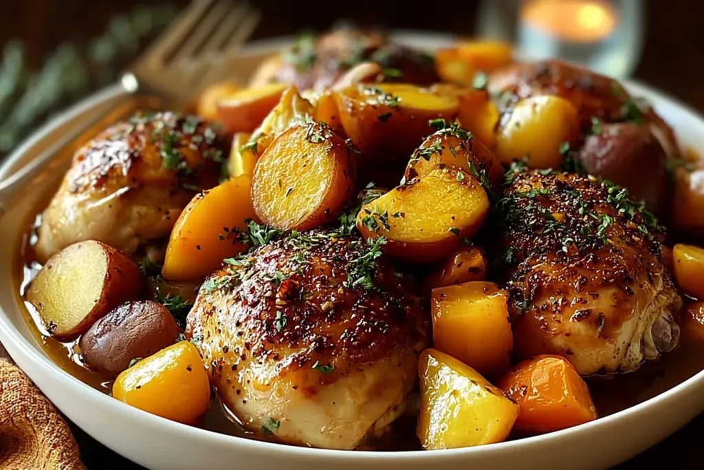 Delicious Autumn Chicken Dinner Served Warm