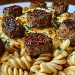 Creamy Garlic Butter Steak Bites with Spicy Cajun Pasta Dish