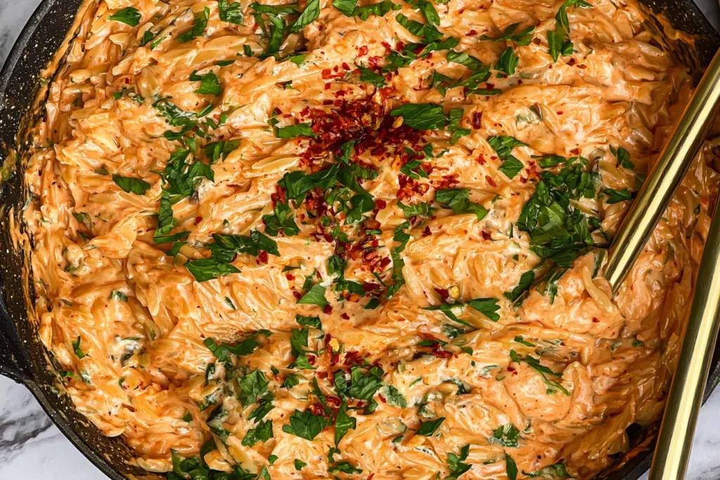 Creamy Orzo With Chicken Plate