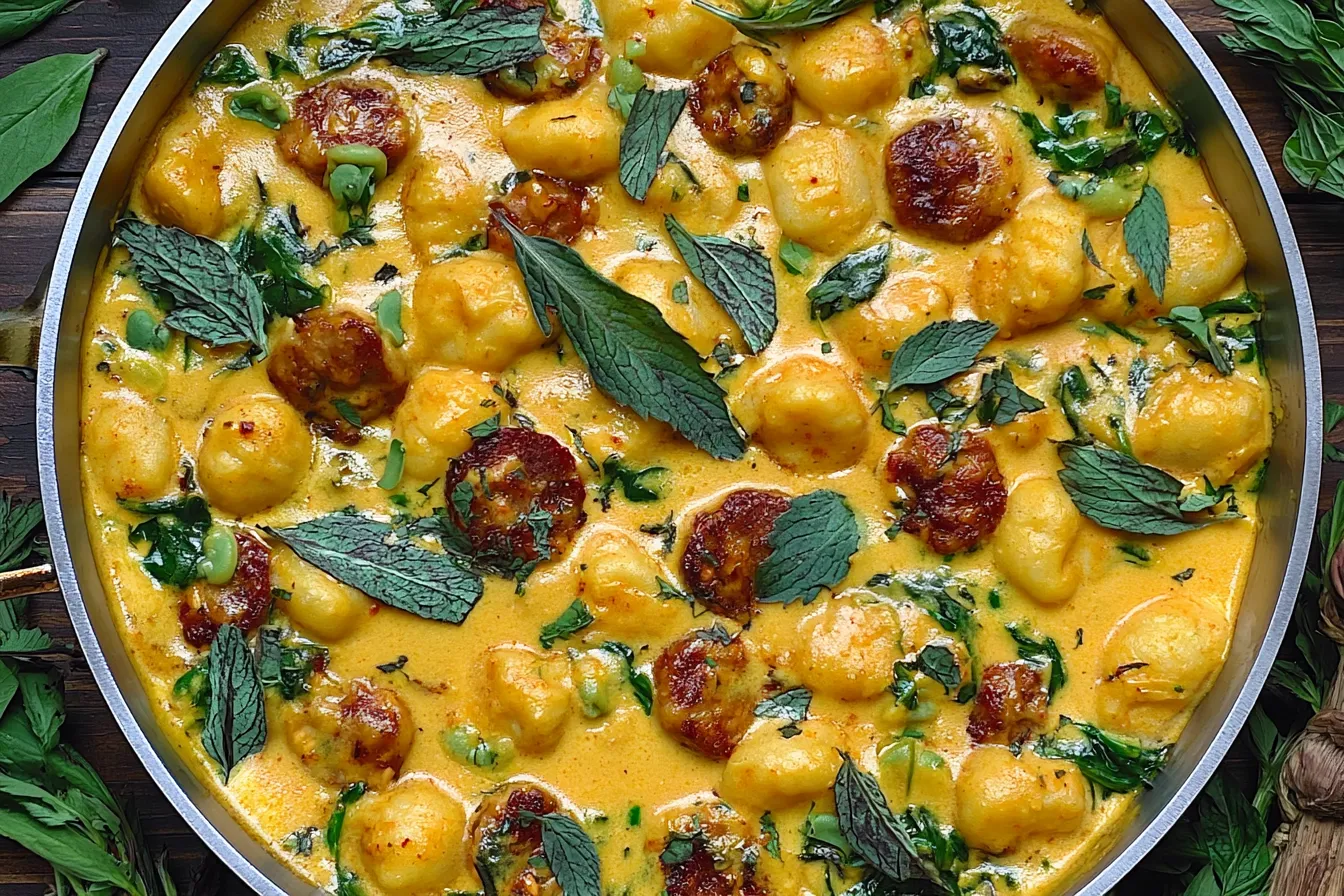 Creamy Pumpkin Gnocchi with Spinach and Sausage (30-Minute, One-Pan) 4 Creamy Pumpkin Gnocchi with Spinach and Sausage (30-Minute, One-Pan)