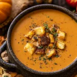 Delicious Creamy Roasted Apple Pumpkin Soup in Bowl