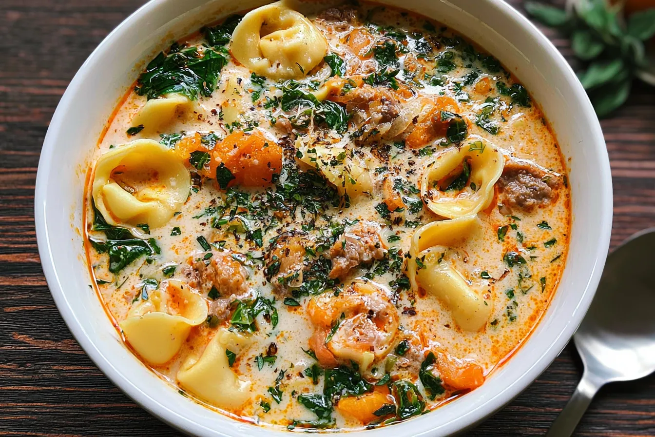 Creamy Sausage Tortellini Soup 